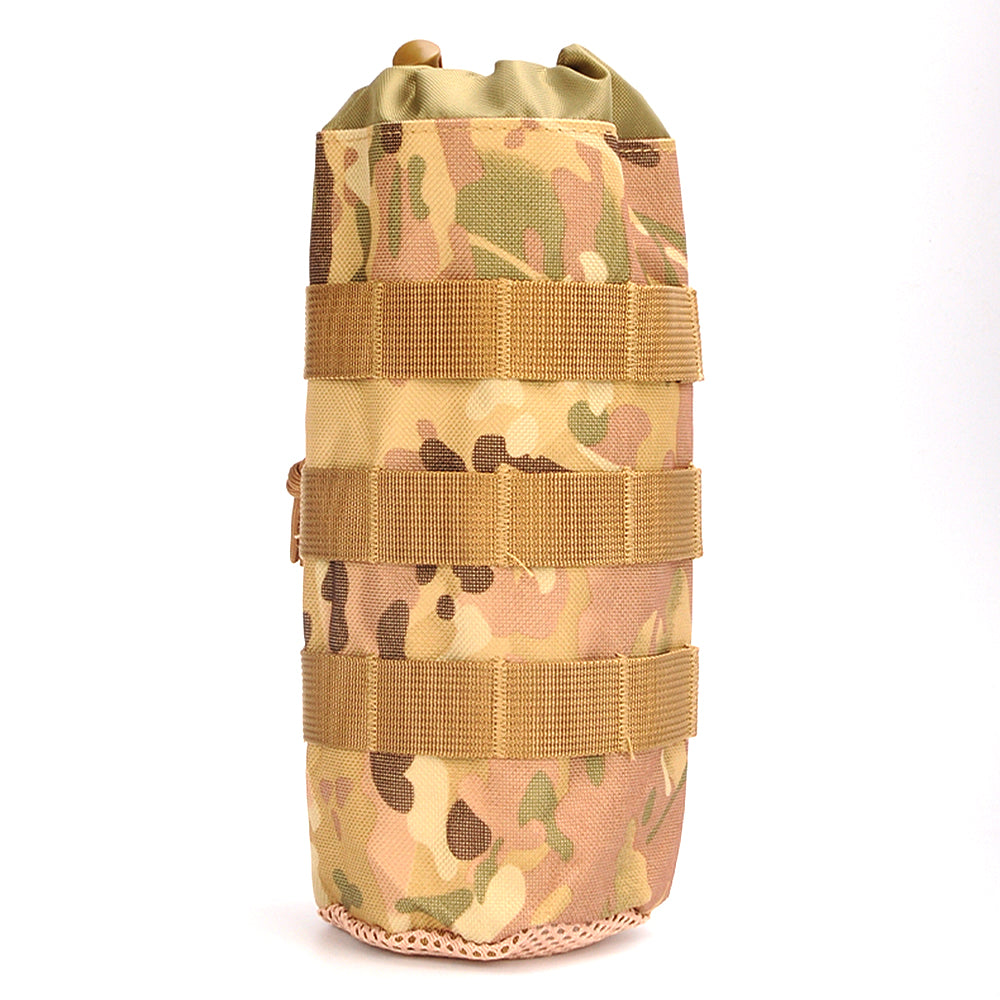 Waterproof MOLLE Water Bottle Sleeve | Tactical Collapsible Carrier Bag with Dismountable Strap