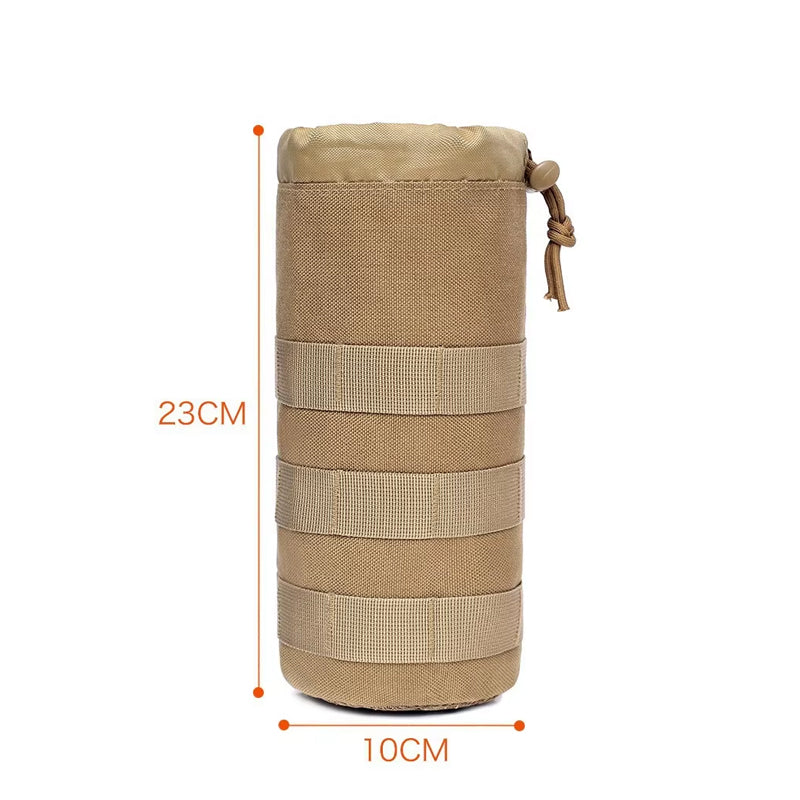 Waterproof MOLLE Water Bottle Sleeve | Tactical Collapsible Carrier Bag with Dismountable Strap