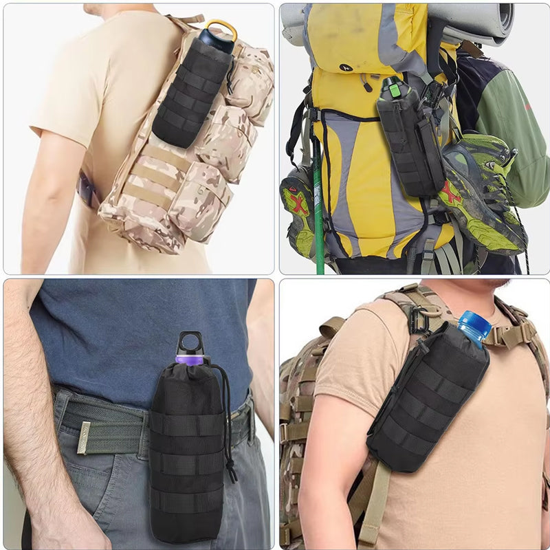 Waterproof MOLLE Water Bottle Sleeve | Tactical Collapsible Carrier Bag with Dismountable Strap