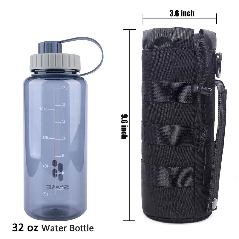 Waterproof MOLLE Water Bottle Sleeve | Tactical Collapsible Carrier Bag with Dismountable Strap