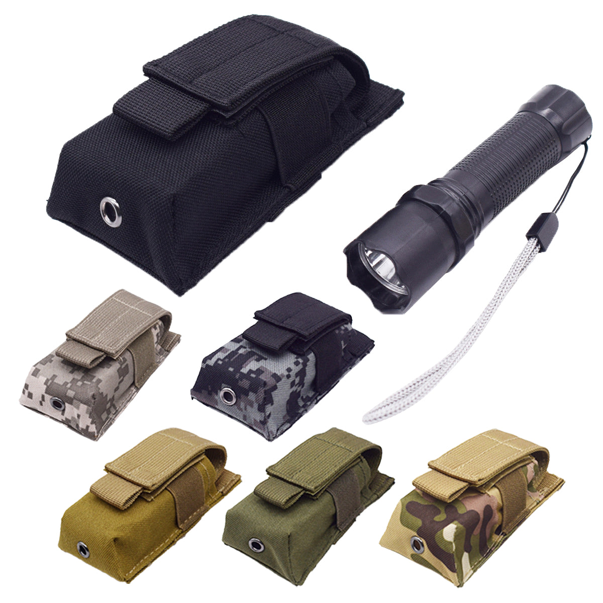 Tactical Outdoor Flashlight Pouch MOLLE-Compatible Admin Pouch